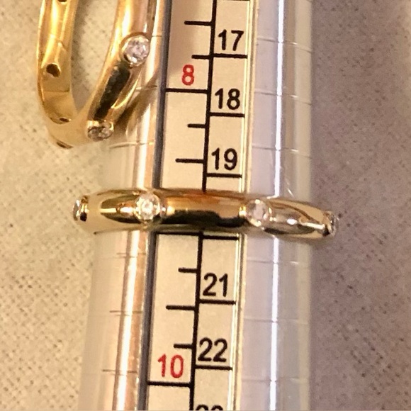 💫 VGUC Set of 2 Hidalgo Gold Vermeil/CZ Stackable Band Rings, SZ 9 💫 - Picture 11 of 11